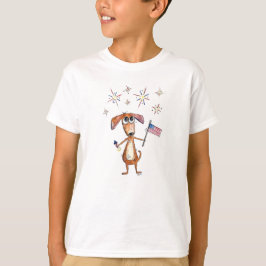 Camiseta Cachorro Patriótico Caprichoso e Fofo com Bandeira