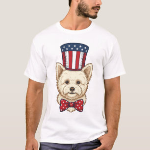Camiseta Cachorro Patriótico Chapéu Alto Design Vetorial Vi