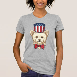 Camiseta Cachorro Patriótico Chapéu Alto Design Vetorial Vi