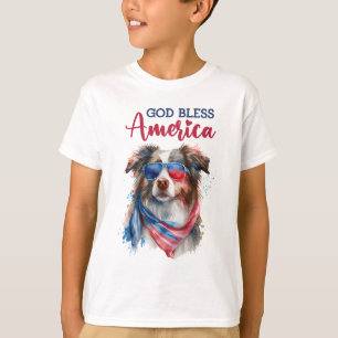 Camiseta Cachorro Patriótico-Pastor Australiano