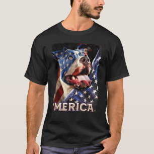 Camiseta Cachorro Patriótico Pitbull Bandeira Americana 4 D