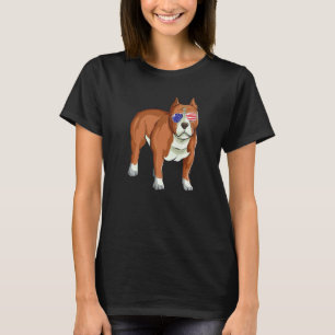 Camiseta Cachorro Patriótico Pitbull do Dia 4 de Julho Meri