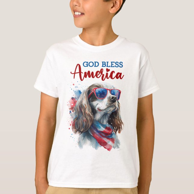 Camiseta Cachorro Patriótico-Spaniel (Frente)