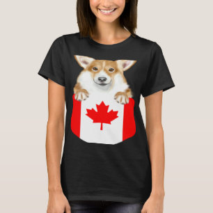 Camiseta Cachorro Pembroke Welsh Corgi com Bandeira do Cana