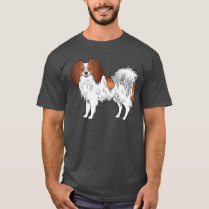 Camiseta Cachorro Phalène De Casaco Vermelho E Branco