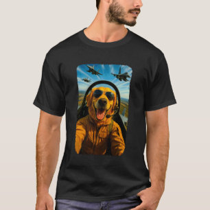 Camiseta Cachorro Piloto de Caça Golden Retriever Engraçado