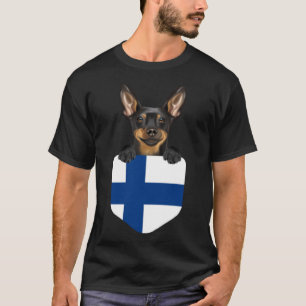 Camiseta Cachorro Pinscher, Miniatura De Bandeira Da Finlân