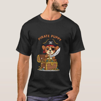 Camiseta Cachorro Pirata com Cofre de Tesouro de Halloween