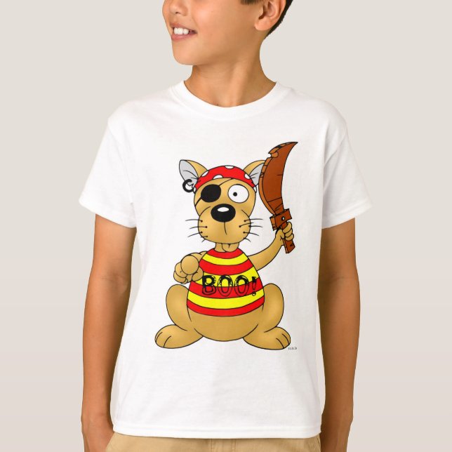 Camiseta Cachorro Pirata Engraçado com Espada de Brinquedo (Frente)