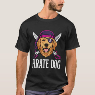 Camiseta Cachorro Pirata Engraçado Vetor Retriever Dourado
