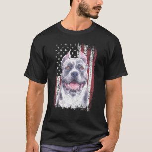 Camiseta Cachorro Pit Bull Americano Patriótico Engraçado B