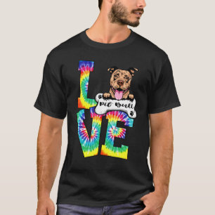 Camiseta Cachorro Pit Bull Amor Engraçado Tie Dye Arco-íris