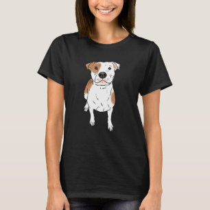 Camiseta Cachorro Pit Bull Branco Engraçado com Manchas Pit