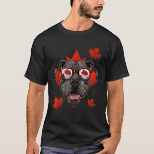 Camiseta Cachorro Pit Bull Canadense Folha de Bordo Patriót
