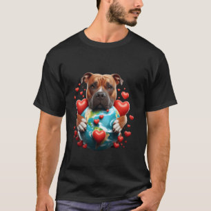 Camiseta Cachorro Pit Bull Engraçado Dia da Terra Abraço Am