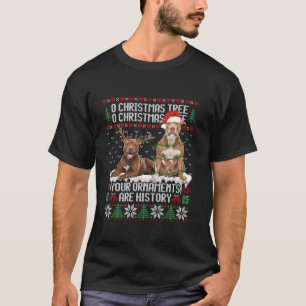 Camiseta Cachorro-Pitbulho, Árvore de Natal Luzes Cachorro