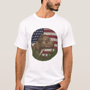 Camiseta Cachorro Pitbull American Bully Vintage Patriótico