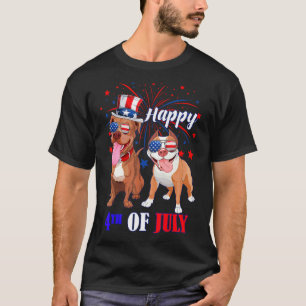 Camiseta Cachorro Pitbull Americano Fogo de Artifício 4 de