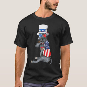 Camiseta Cachorro Pitbull Americano Merica 4 de Julho Óculo