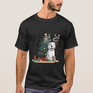 Camiseta Cachorro Pitbull Árvore Natal Sweater Xmas Pet Dog