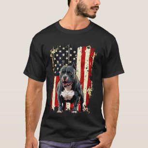 Camiseta Cachorro Pitbull Bandeira Americana