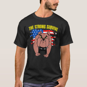 Camiseta Cachorro Pitbull Bandeira dos EUA Os Fortes Sobr