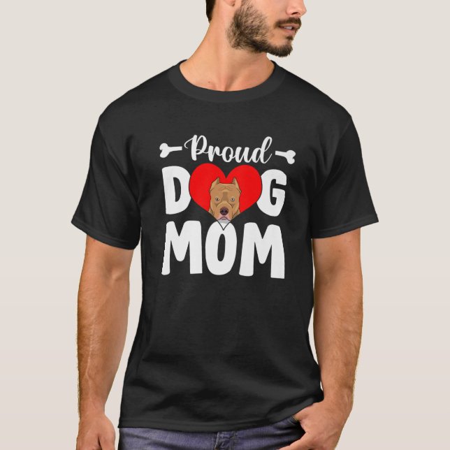 Camiseta Cachorro Pitbull, Bonito, Dia de as mães Engraçado (Frente)