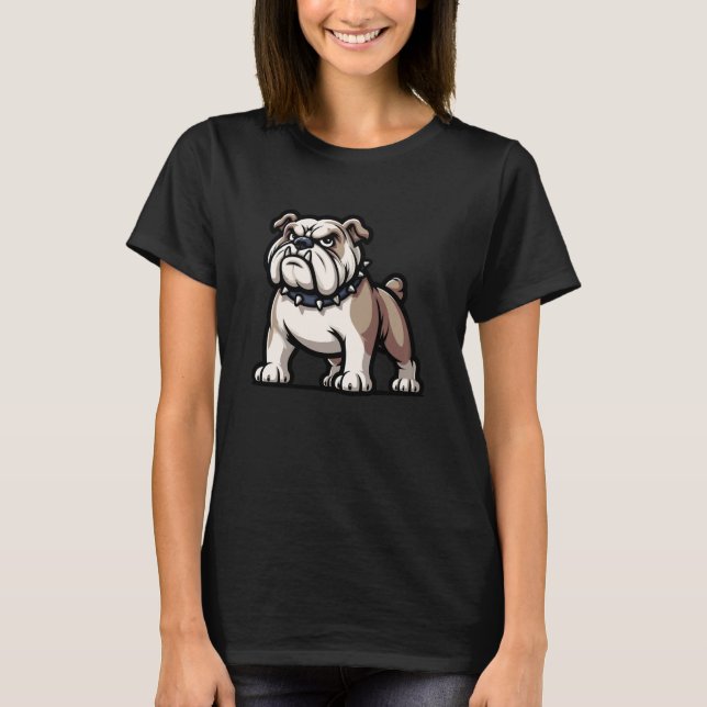 Camiseta Cachorro Pitbull Bravo Com Gravata De Cachorro - A (Frente)