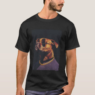 Camiseta Cachorro Pitbull Com Óculos de Sol