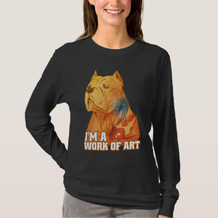 Camiseta Cachorro Pitbull com Tatuagem de Carpa Koi Eu sou