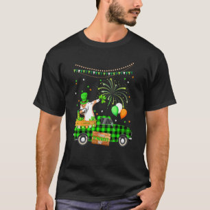 Camiseta Cachorro Pitbull Dabbing Trevo Dia de São Patrício