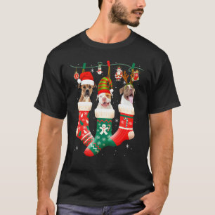 Camiseta Cachorro Pitbull De Natal Fofo Em Meia Rena Papai