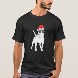 Camiseta Cachorro Pitbull de Natal Se Vestiu Como Papai Noe