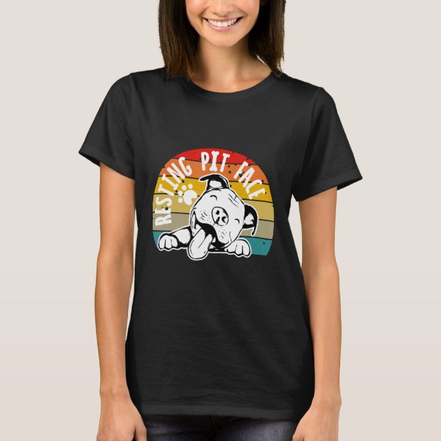 Camiseta Cachorro Pitbull Descansando Rosto de Pit Presente (Frente)