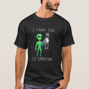 Camiseta Cachorro Pitbull Engraçado Alien Eu Encontrei Isso