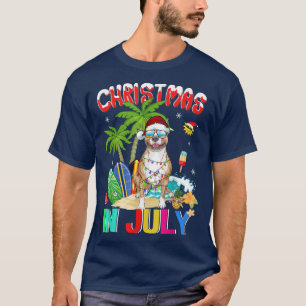 Camiseta Cachorro Pitbull engraçado em Santa Hat óculos esc