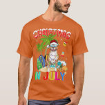 Camiseta Cachorro Pitbull engraçado em Santa Hat óculos esc<br><div class="desc">Engraçado Cachorro Pitbull em Santa Hat Sunglass Natal em julho.</div>