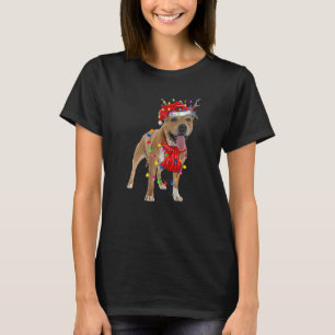 Camiseta Cachorro Pitbull Fofo Luzes Árvore de Natal