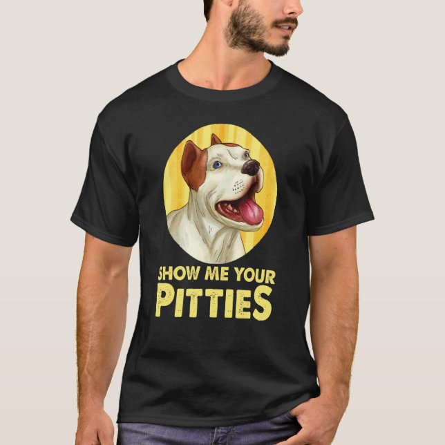Camiseta Cachorro Pitbull Mostre-me suas fotos Legal (Frente)