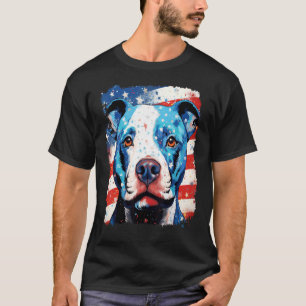 Camiseta Cachorro Pitbull Patriótico 4 de Julho