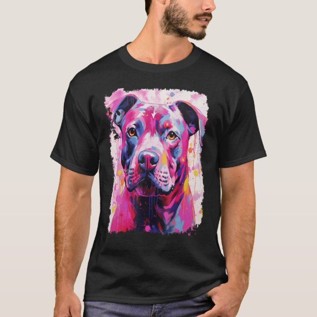 Camiseta Cachorro Pitbull Rosa (Frente)