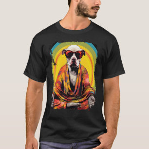 Camiseta Cachorro Pitbull Yoga Meditação