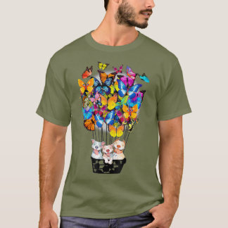 Camiseta Cachorro Pitbuloso Cachorro Borboleta Ar Quente Ba