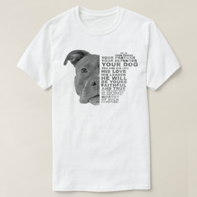 Camiseta Cachorro Pitbuloso Ele É Seu Amigo, Seu Parceiro. (Frente do Design)
