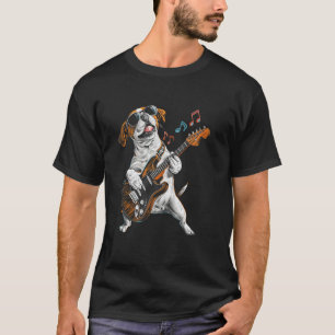Camiseta Cachorro Pointer de Rocha Tocando Guitarra Ponteir