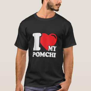 Camiseta Cachorro Pomchi Bonito Ao Longo Da Mãe Pai Eu Amo