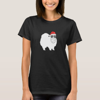 Camiseta Cachorro Pomerânia de Natal Se Vestiu Como Papai N