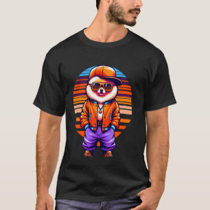 Camiseta Cachorro Pomerânia Legal Estilo Urbano Moderno Pôr