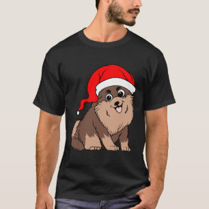 Camiseta Cachorro Pomeraniano Bonito No Natal De Santa Hábi