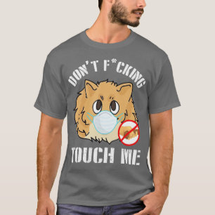 Camiseta Cachorro Pomerano Com Máscara Rosto Não Me Assuste